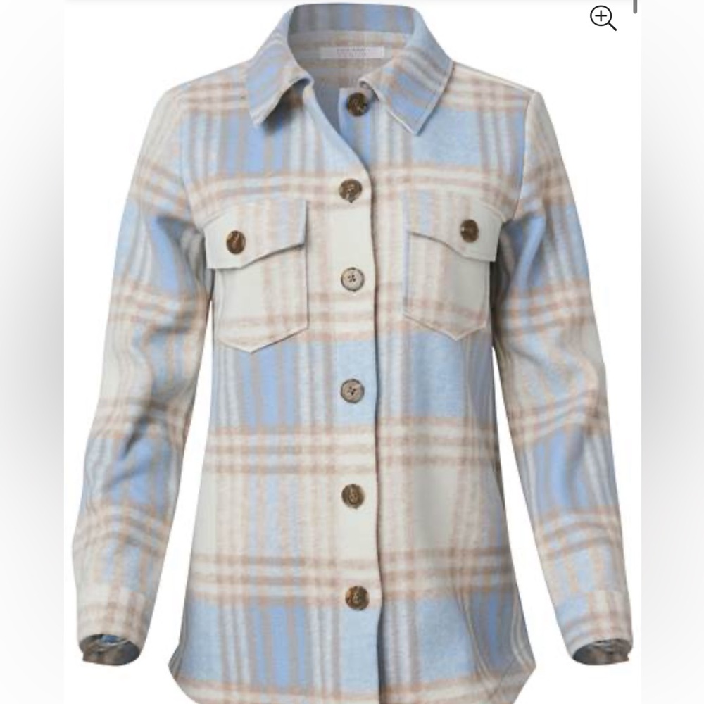 Plaid Shacket, Blue / Multi - Picture 3 of 4